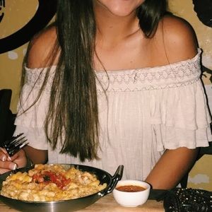 Cream Off Shoulder Ruffled Top